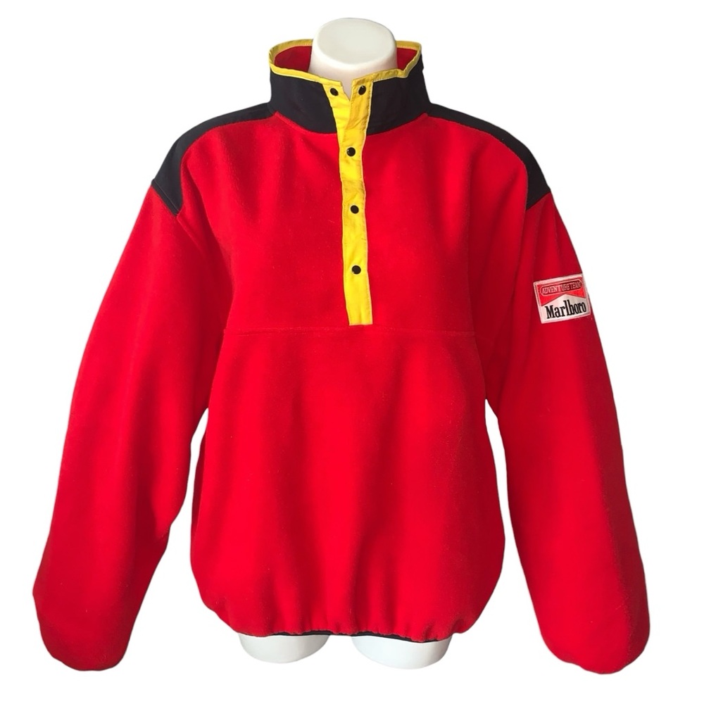 Vintage 90s Marlboro Adventure Team Red Fleece Pullover XL